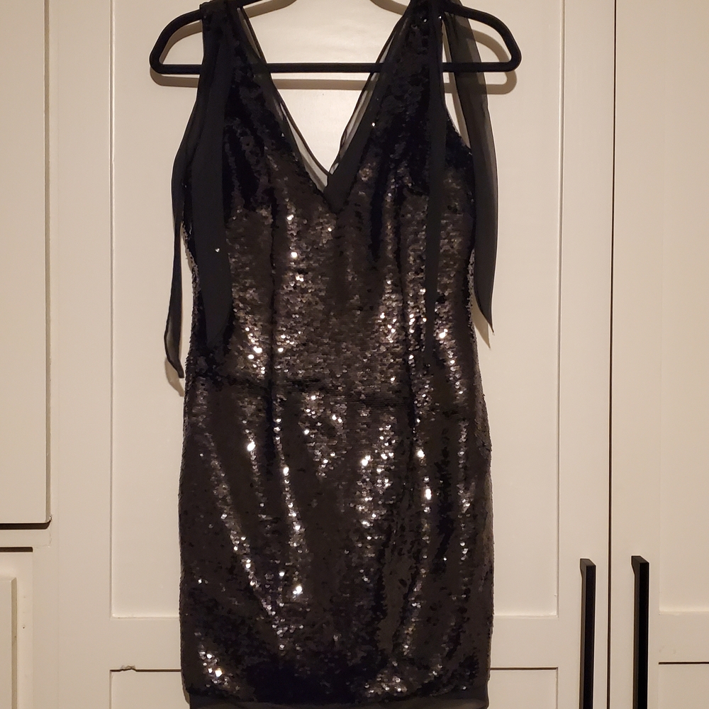 Aidan Mattox Black Sequin Mini Dress